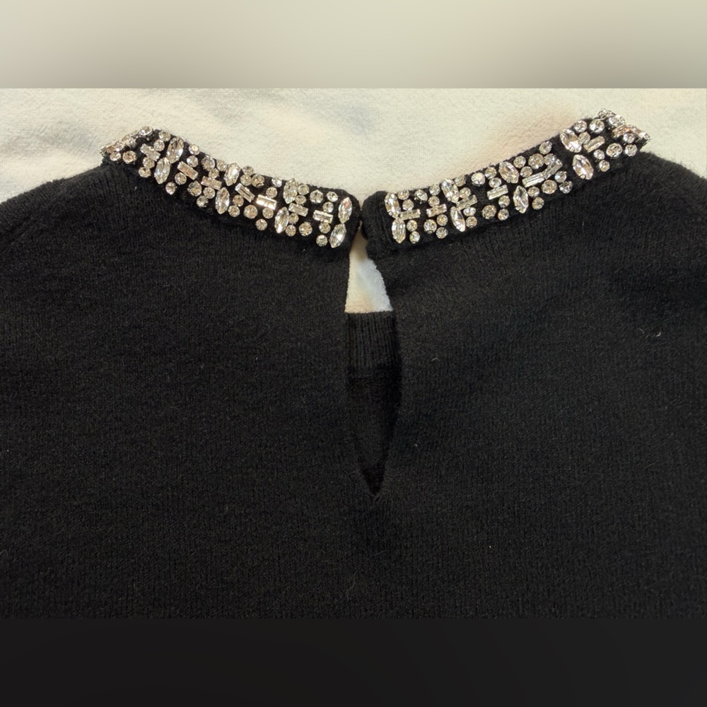 Zara Jewel Neck Black Knit Sweater Small EUC - Picture 10 of 13